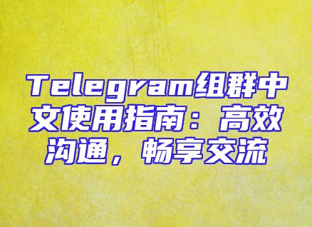 Telegram组群中文使用指南：高效沟通，畅享交流