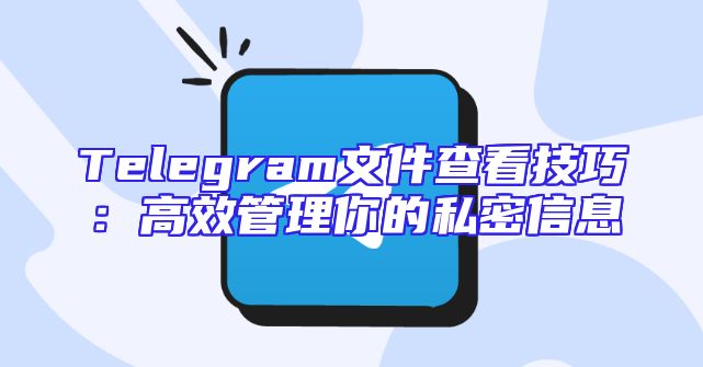 Telegram文件查看技巧：高效管理你的私密信息