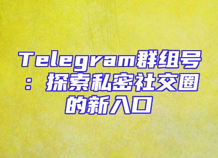 Telegram群组号：探索私密社交圈的新入口