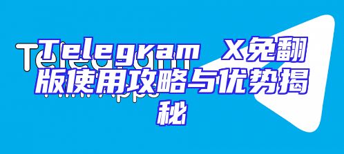 Telegram X免翻版使用攻略与优势揭秘