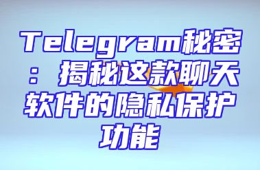 Telegram秘密：揭秘这款聊天软件的隐私保护功能