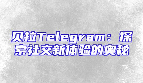 贝拉Telegram：探索社交新体验的奥秘