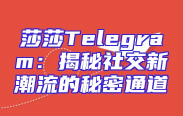 莎莎Telegram：揭秘社交新潮流的秘密通道