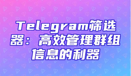 Telegram筛选器：高效管理群组信息的利器