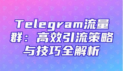 Telegram流量群：高效引流策略与技巧全解析