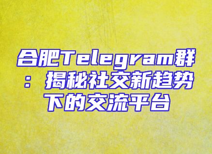 合肥Telegram群：揭秘社交新趋势下的交流平台