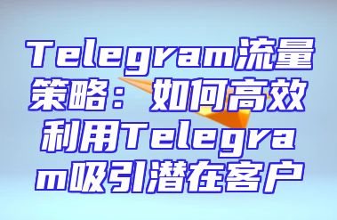 Telegram流量策略：如何高效利用Telegram吸引潜在客户