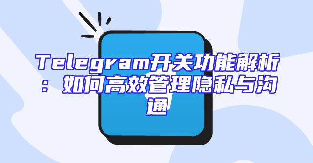 Telegram开关功能解析：如何高效管理隐私与沟通