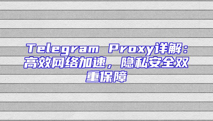 Telegram Proxy详解：高效网络加速，隐私安全双重保障
