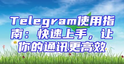 Telegram使用指南：快速上手，让你的通讯更高效