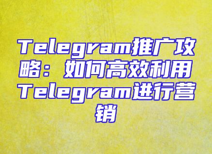Telegram推广攻略：如何高效利用Telegram进行营销
