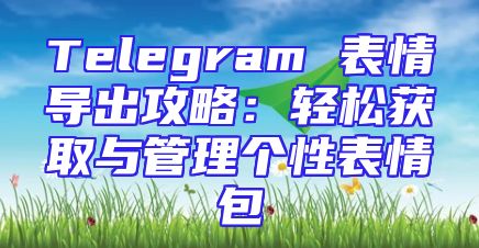 Telegram 表情导出攻略：轻松获取与管理个性表情包