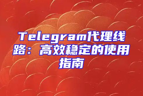 Telegram代理线路：高效稳定的使用指南
