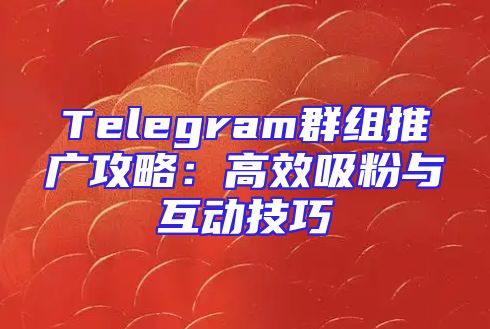 Telegram群组推广攻略：高效吸粉与互动技巧