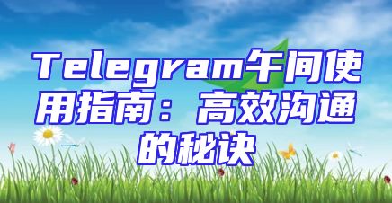 Telegram午间使用指南：高效沟通的秘诀