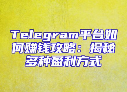 Telegram平台如何赚钱攻略：揭秘多种盈利方式