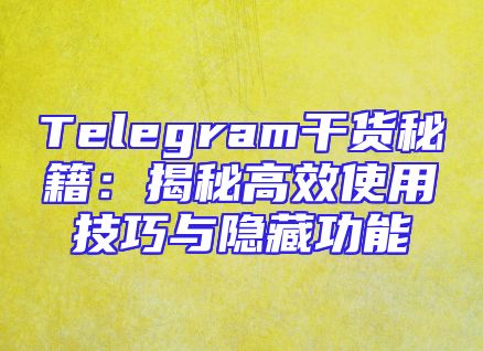 Telegram干货秘籍：揭秘高效使用技巧与隐藏功能