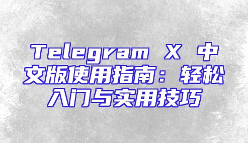Telegram X 中文版使用指南：轻松入门与实用技巧