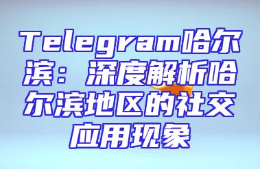 Telegram哈尔滨：深度解析哈尔滨地区的社交应用现象