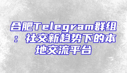 合肥Telegram群组：社交新趋势下的本地交流平台