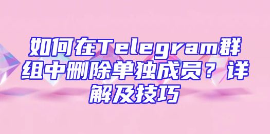 如何在Telegram群组中删除单独成员？详解及技巧