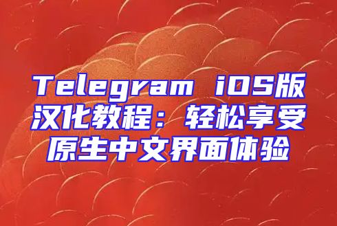 Telegram iOS版汉化教程：轻松享受原生中文界面体验