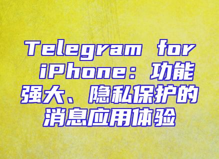 Telegram for iPhone：功能强大、隐私保护的消息应用体验