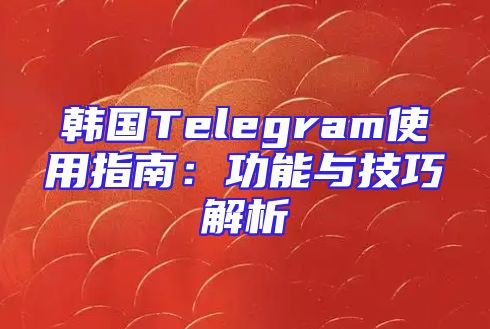 韩国Telegram使用指南：功能与技巧解析