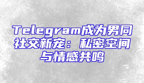 Telegram成为男同社交新宠：私密空间与情感共鸣