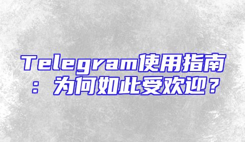 Telegram使用指南：为何如此受欢迎？