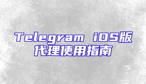 Telegram iOS版代理使用指南