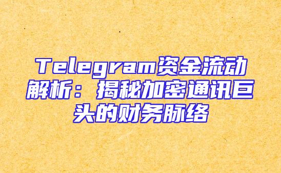 Telegram资金流动解析：揭秘加密通讯巨头的财务脉络