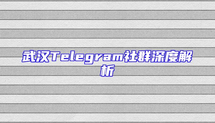 武汉Telegram社群深度解析