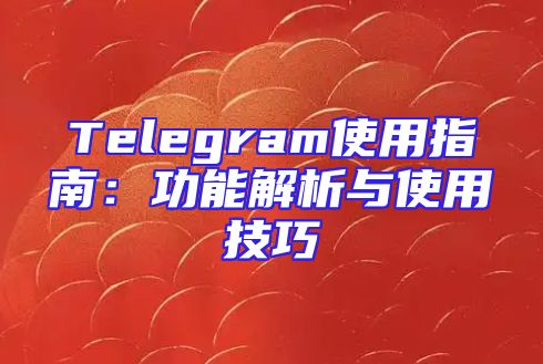 Telegram使用指南：功能解析与使用技巧