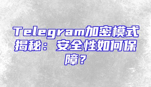 Telegram加密模式揭秘：安全性如何保障？