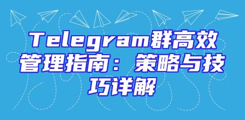 Telegram群高效管理指南：策略与技巧详解