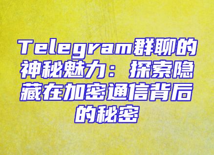 Telegram群聊的神秘魅力：探索隐藏在加密通信背后的秘密
