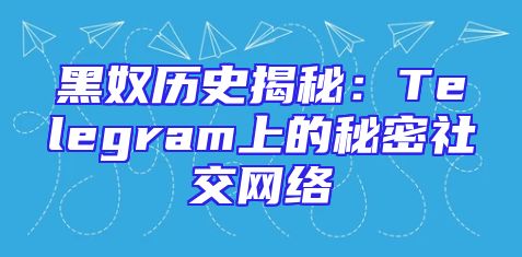 黑奴历史揭秘：Telegram上的秘密社交网络