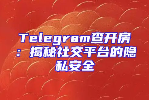 Telegram查开房：揭秘社交平台的隐私安全
