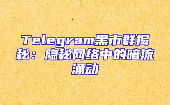 Telegram黑市群揭秘：隐秘网络中的暗流涌动