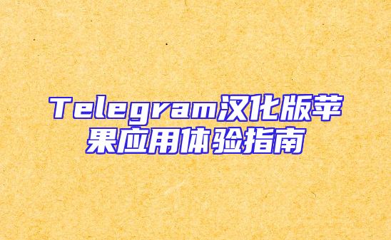 Telegram汉化版苹果应用体验指南