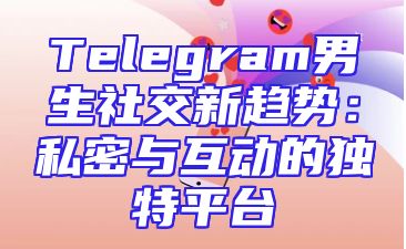 Telegram男生社交新趋势：私密与互动的独特平台