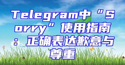 Telegram中“Sorry”使用指南：正确表达歉意与尊重
